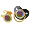 Gypsy Aromanian Romany Luxury Baby Pacifier With Chain Clip Romani Roma Flag Theme Newborn Baby Dummy Soother Nipple 4