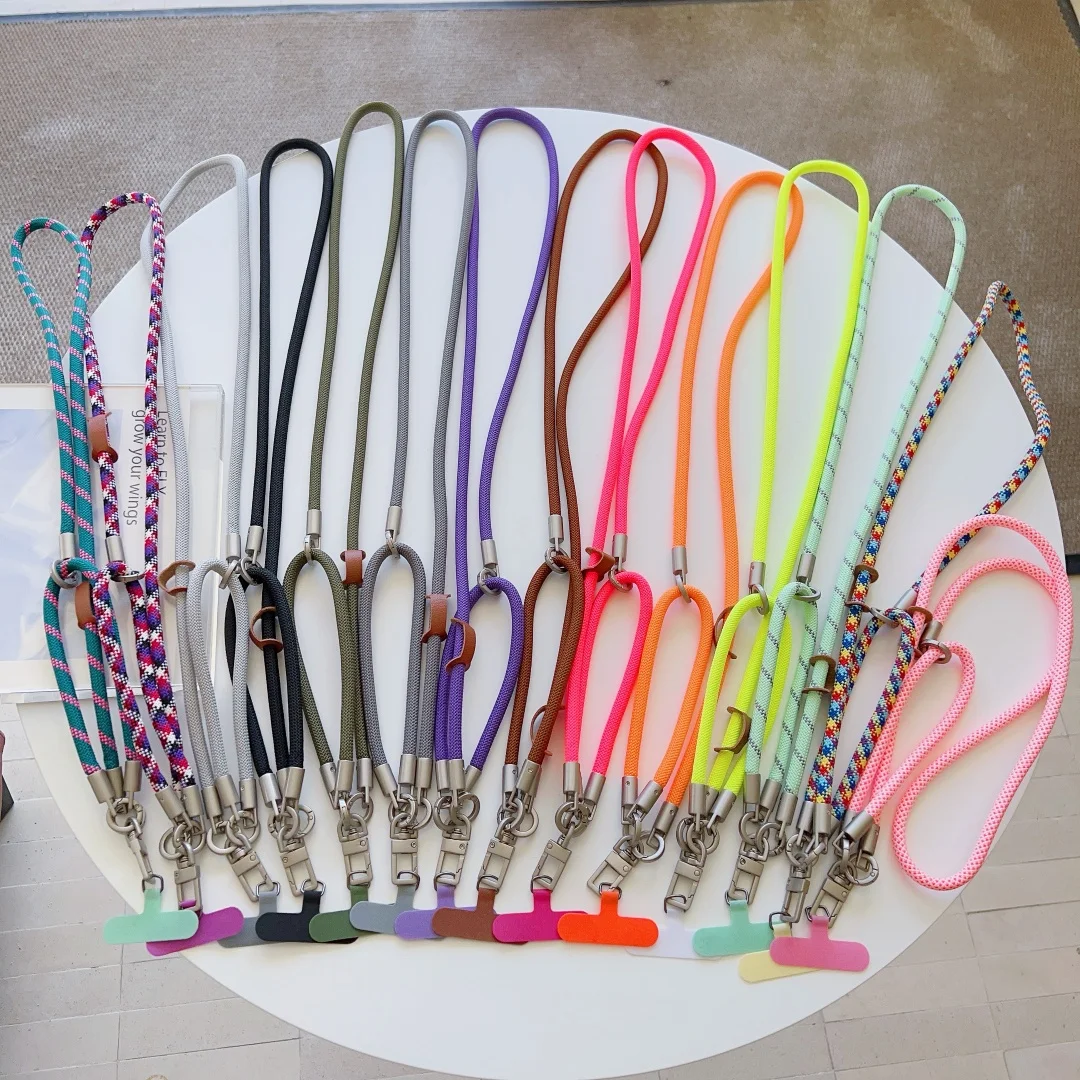 Versatile Dual-Use Lanyard and Cross-Body Strap Keychain in Solid Color for Mobile Device Holders