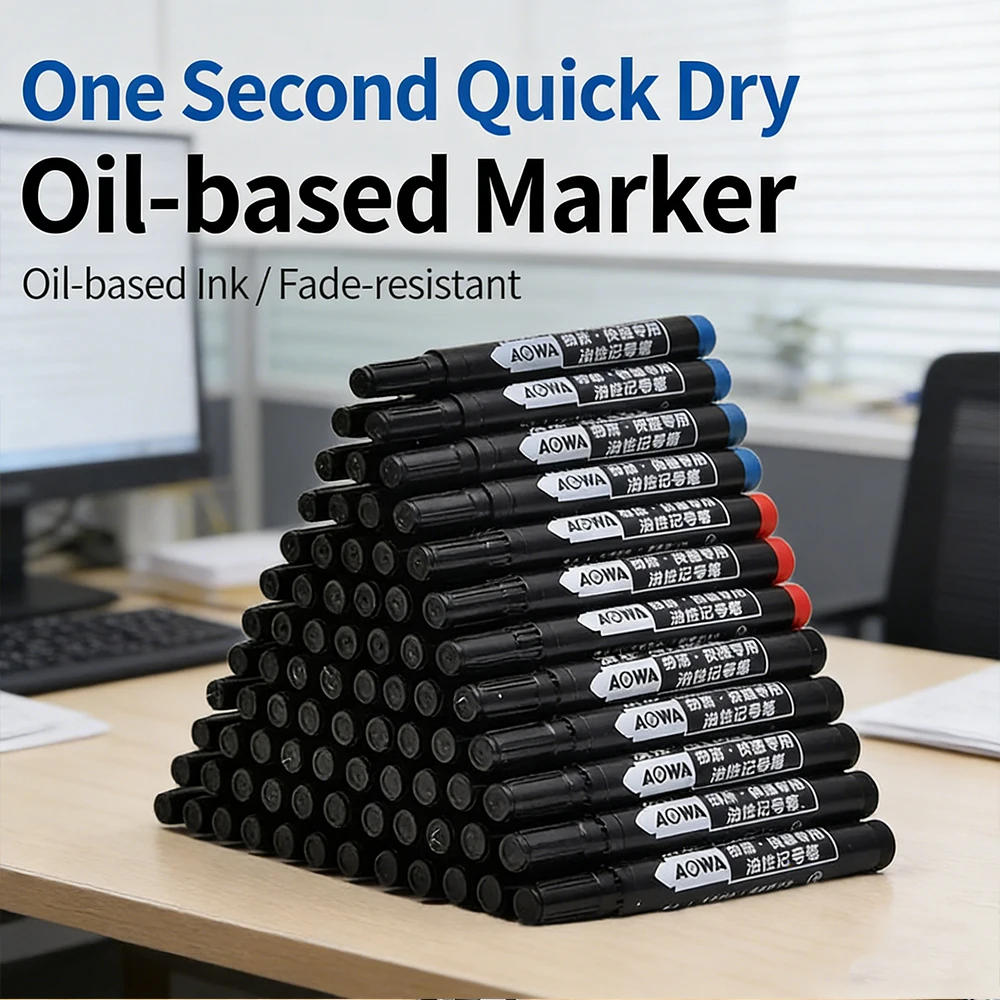 10 PCS 유성 방수 영구 마커 펜 빠른 건조 검정 파란색 빨간색 잉크 학교 사무용품 용품