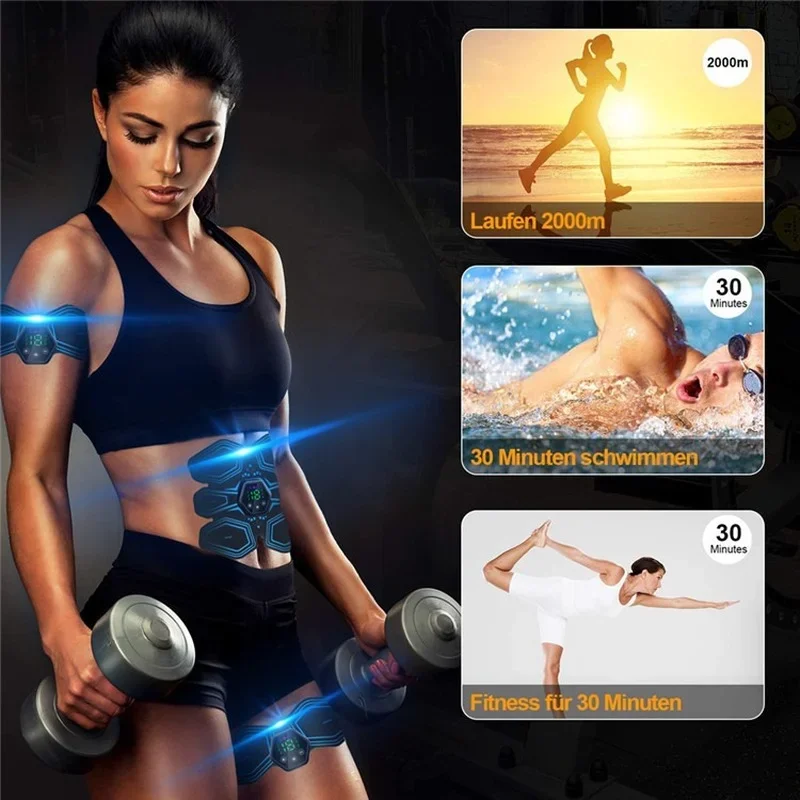 Muscle Stimulator Electric Abdominal Trainer Body Slimming Massager Home Gym Equipment USB Rechargeable