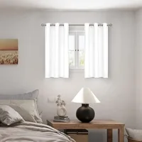 Short 100% Blackout Curtains for Bedroom, Thermal Insulated Energy Efficiency Noise Reducing Grommet Curtains 45 Inch 2