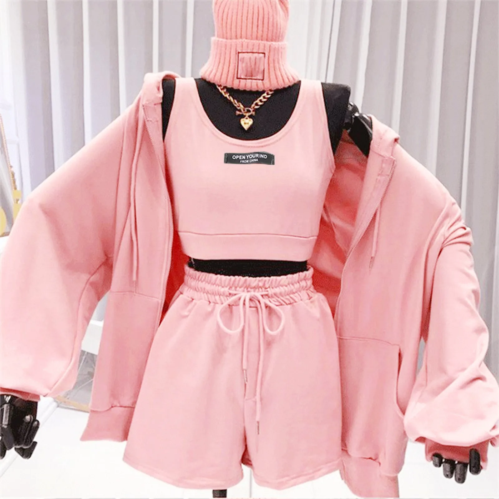 3 Piece Sets Casual Sports Shorts Tracksuit 2023 Autumn Sport Clothing Shorts and Camisole and Hoodies Casual Outfit Streetwear autumn winter men s fashion brand printed jogging suits three color hoodies and trousers two piece sets casual tracksuit