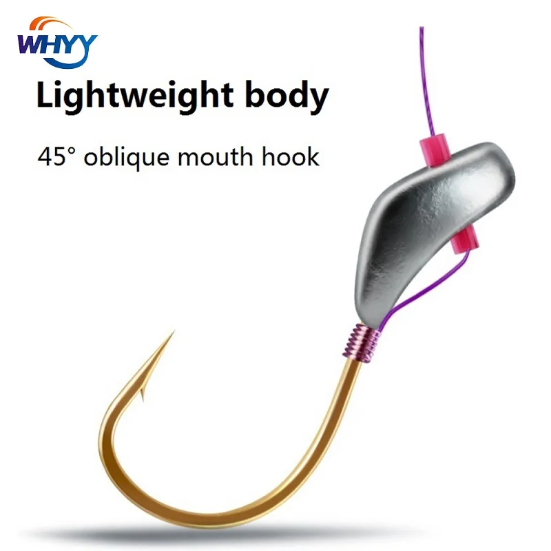 WHYY 20PCS Winter Ice Lake Fishing Hook Flip Jig Lead Hook Red Worm Maggot Hook Upward Hook Bait