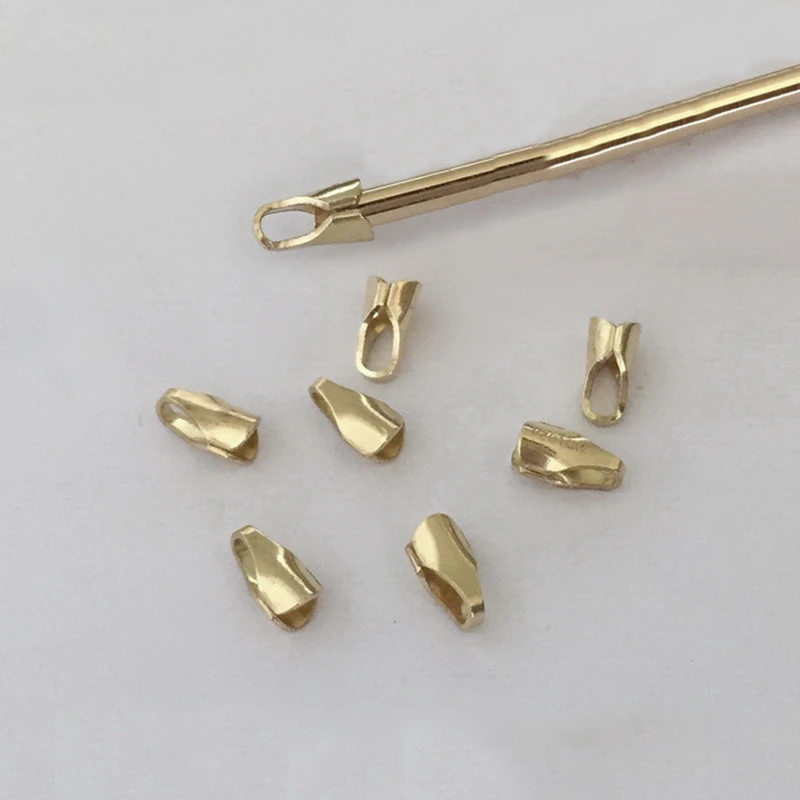 2Pcs 14K Gold Filled Crimp End Caps Cord End Clamps Tips Bead Connector