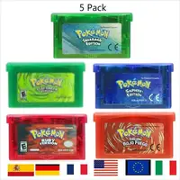 Pokemon  GBA,Emerald,tarjeta de consola de 32 bits,Esmeralda,rubí,zafiro de hoja verde,varios idiomas LeafGreen 1