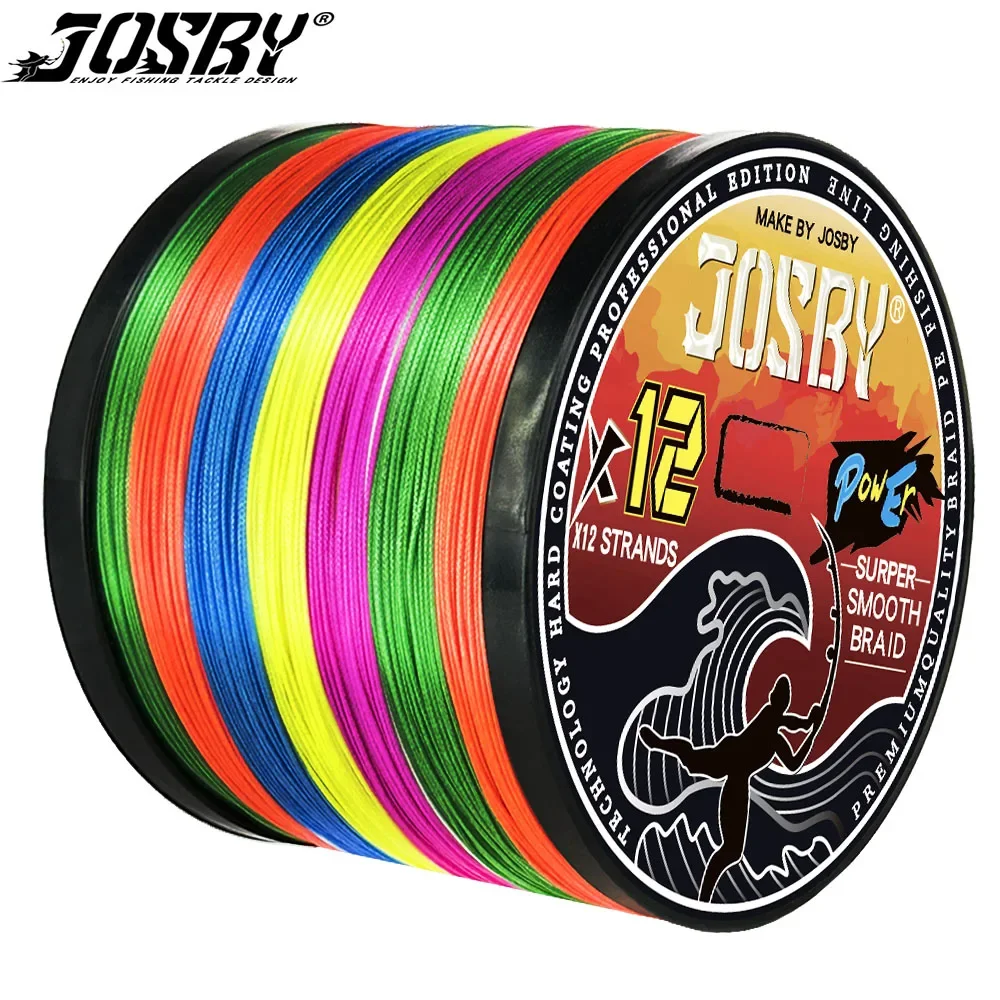 

JOSBY Braided Fishing Line 12 Strands Smooth Multifilament PE Weave Sea Freshwater Extreme Japan Carp Thread 100/300/500/1000M