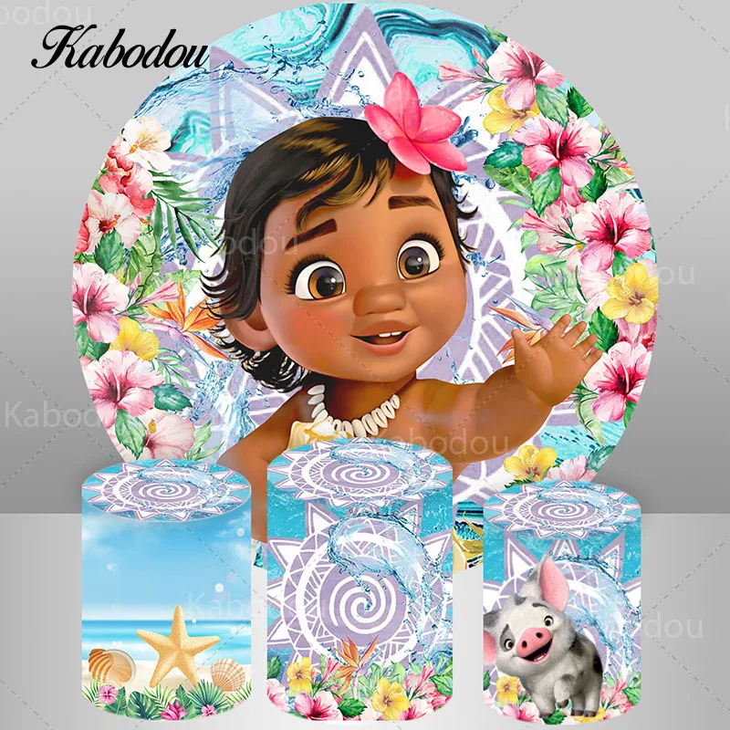 Toile De Fond Ronde Moana Princesse - Décoration Anniversaire Fille | Banner Photo