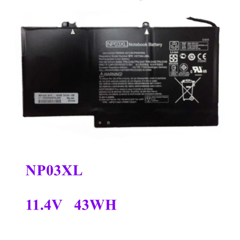 

New NP03XL 11.4V 43WH Laptop Battery for HP Pavilion X360 13-A010DX TPN-Q146 TPN-Q147 TPN-Q148 HSTNN-LB6L 760944-421 15-U010DX