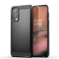 Sleek Carbon Fiber Silicone Case - Durable Protection for OnePlus Nord 2 5G (Black)
