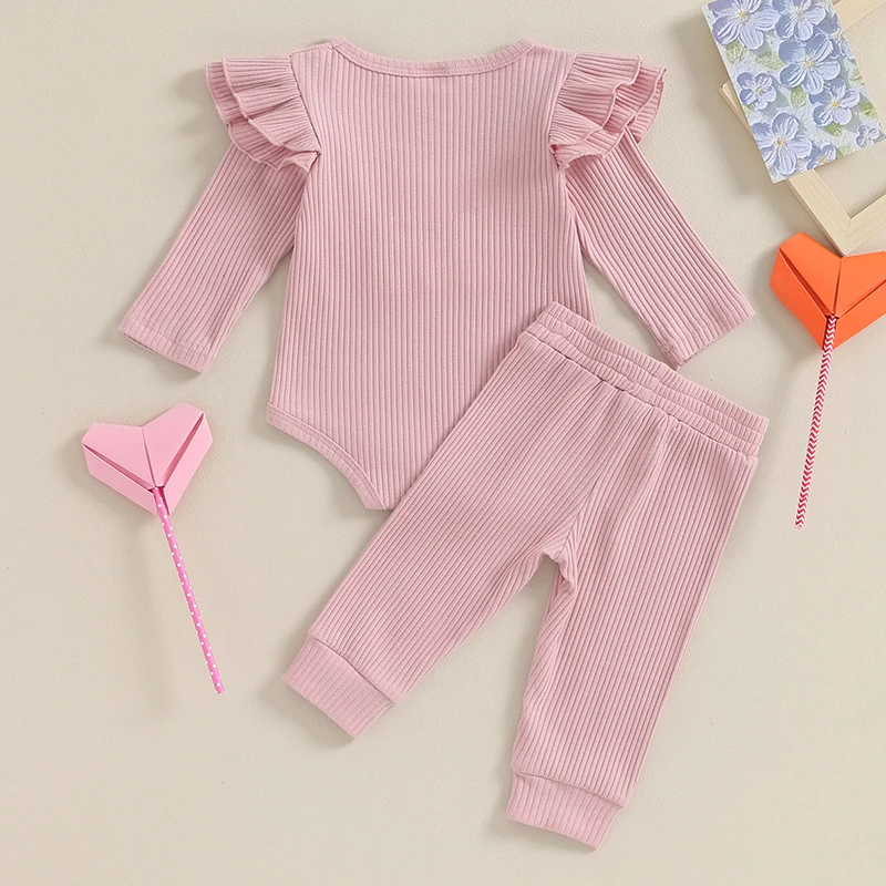 Baby Girl Ribbed Romper Set 3