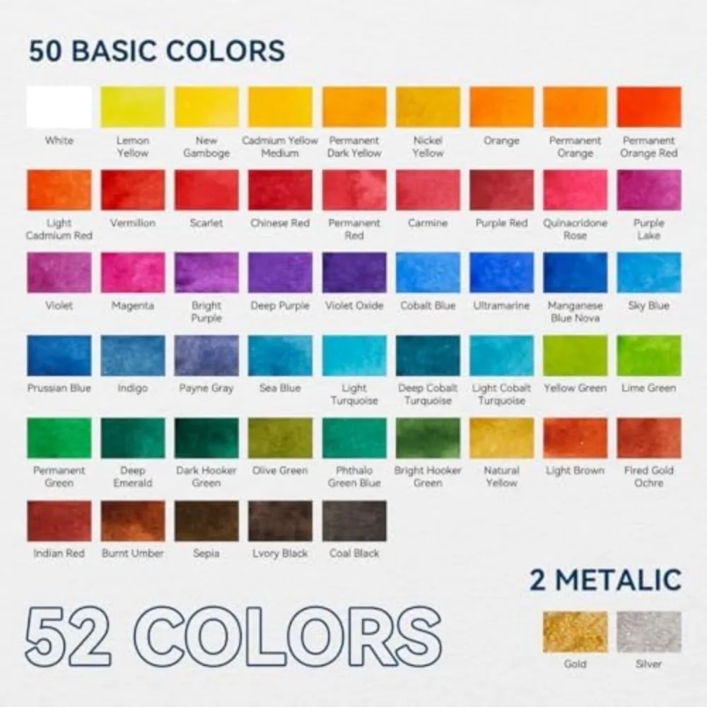 52 Colors Solid Watercolor Paint Set Professional Travel Watercolor Pigment Art Supplies Suitable for Artist Students watercolor painting set watercolor paint watercolor pigment