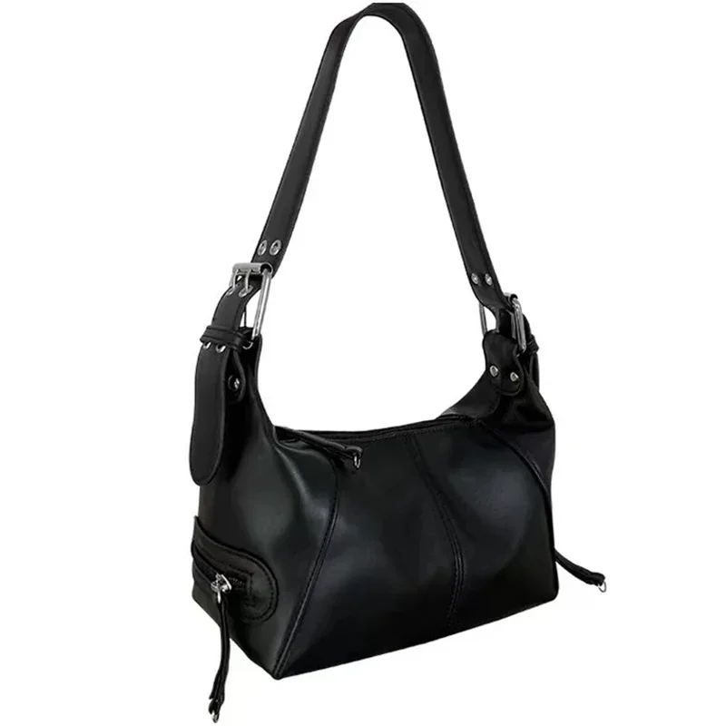 Underarm bag cool pull girl niche design shoulder bag retro leather zipper handbag shoulder bag