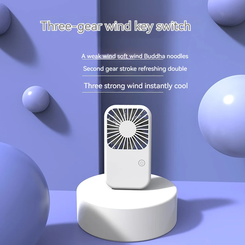USB Mini Fan Portable Pocket Fan Air Cooler Handheld Desktop Rechargeable Standing Fan Three Gear Wind Speed Adjustable