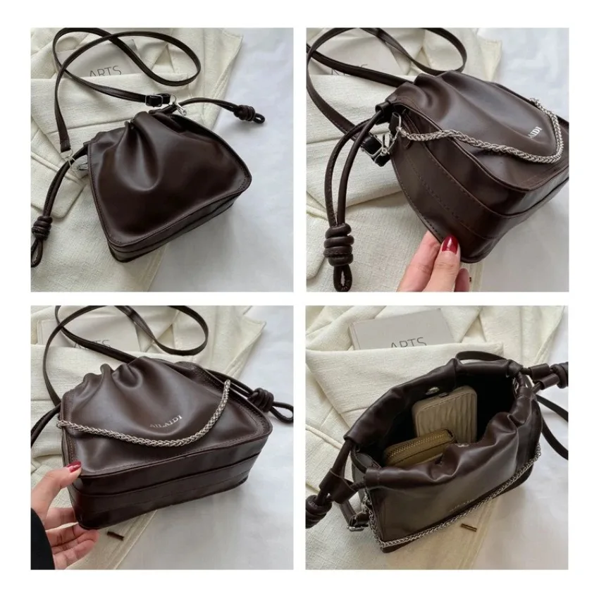 

Drawstring Small Crossbody Bags for Women New Luxury Designer Underarm Shoulder Bag Chain Ladies Handbags and Purses