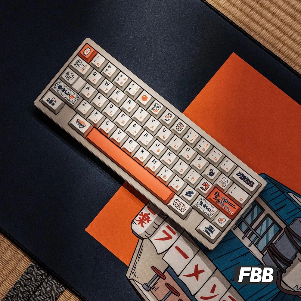 FBB 키캡 일본어 Yile Ramen 테마 PBT 체리 프로필 기계식 키보드 키캡 MX 스위치 크리 에이 티브 선물 1.7mm 두께
