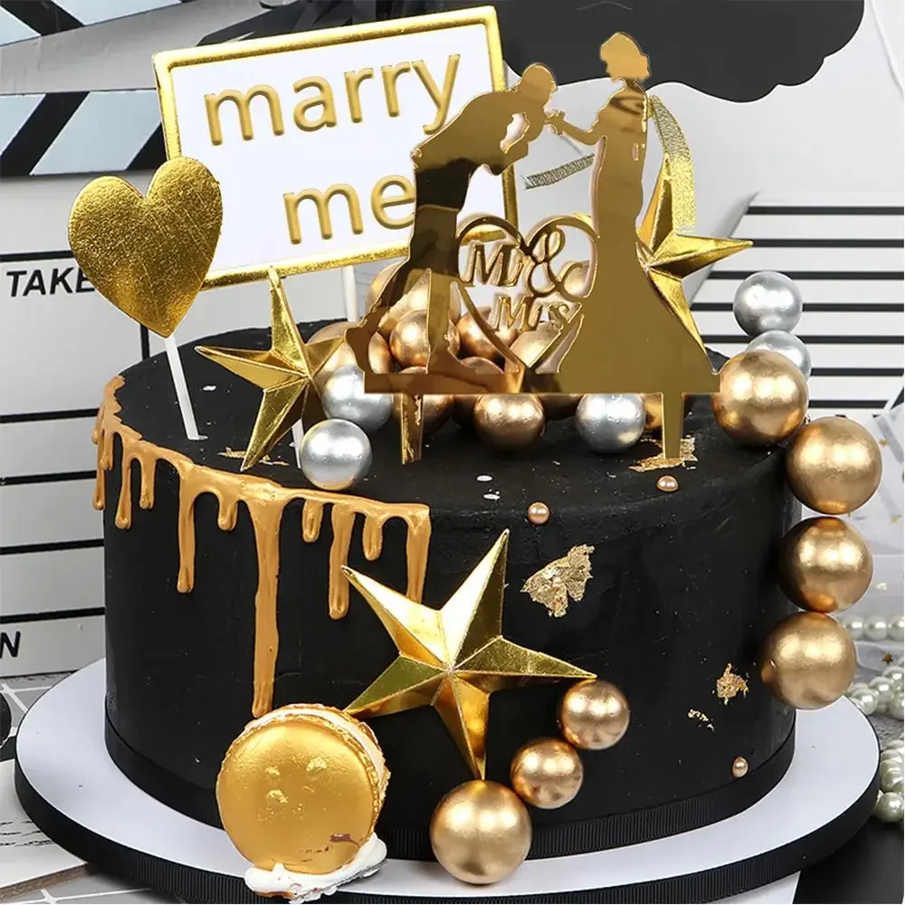 Wedding Cake Topper Acrylic Bride to be Cake Decorations Mariage Anniversary Birthday Party Baking Dessert Top Flag Cupcake cake topper cake toppers