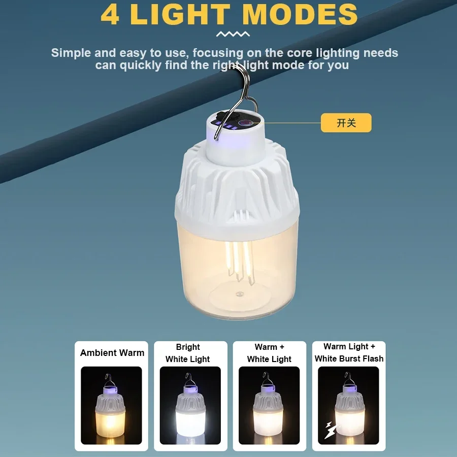 USB Rechargeable Outdoor Portable Emergency Lights Hook Mobile LED Lamp Bulbs Fishing Camping Patio Porch Garden Lighting camping light portable flashlight portable lanterns camping lamp camping lantern portable work lights emergency lights portable work light portable torch portable light bulb