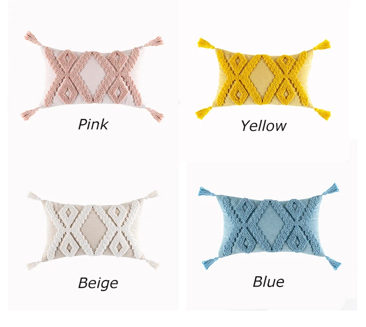 Abdeckung gelb Boho rosa Stil Kissen blau beige Quasten Kissen bezug hand gefertigt für Heim textilien Schlafs ofa 45x45cm/30x50cm – Detail 3