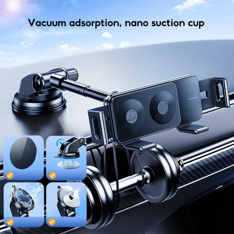 Eary Car Suction Cup Wireless Charging Phone Stand Telescopic length Fit For Samsung Galaxy Z Fold Flip OPPO N5 Huawei X6 Series