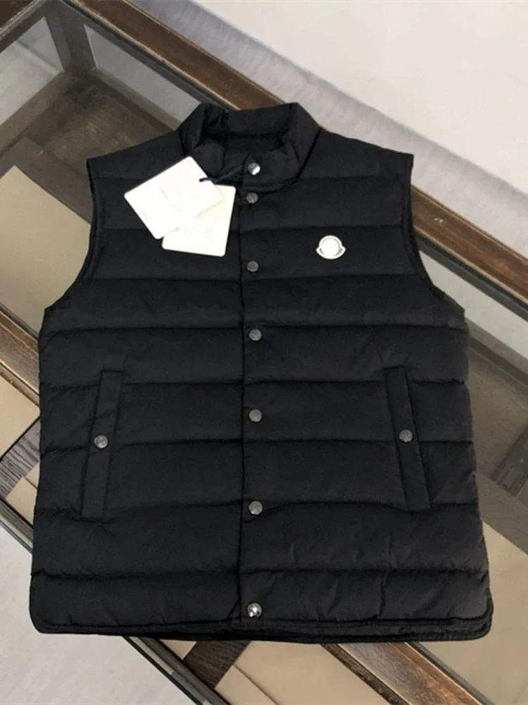 

2023 Winter Stand Collar Down Jacket Vest Men's Fashion Warm and Cold-Resistant White Duck Down Vest Short Jacket