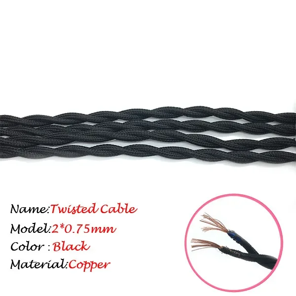Vintage Twisted Fabric Electrical Wire - Copper Core, Woven Textile Pendant Lamp Cord