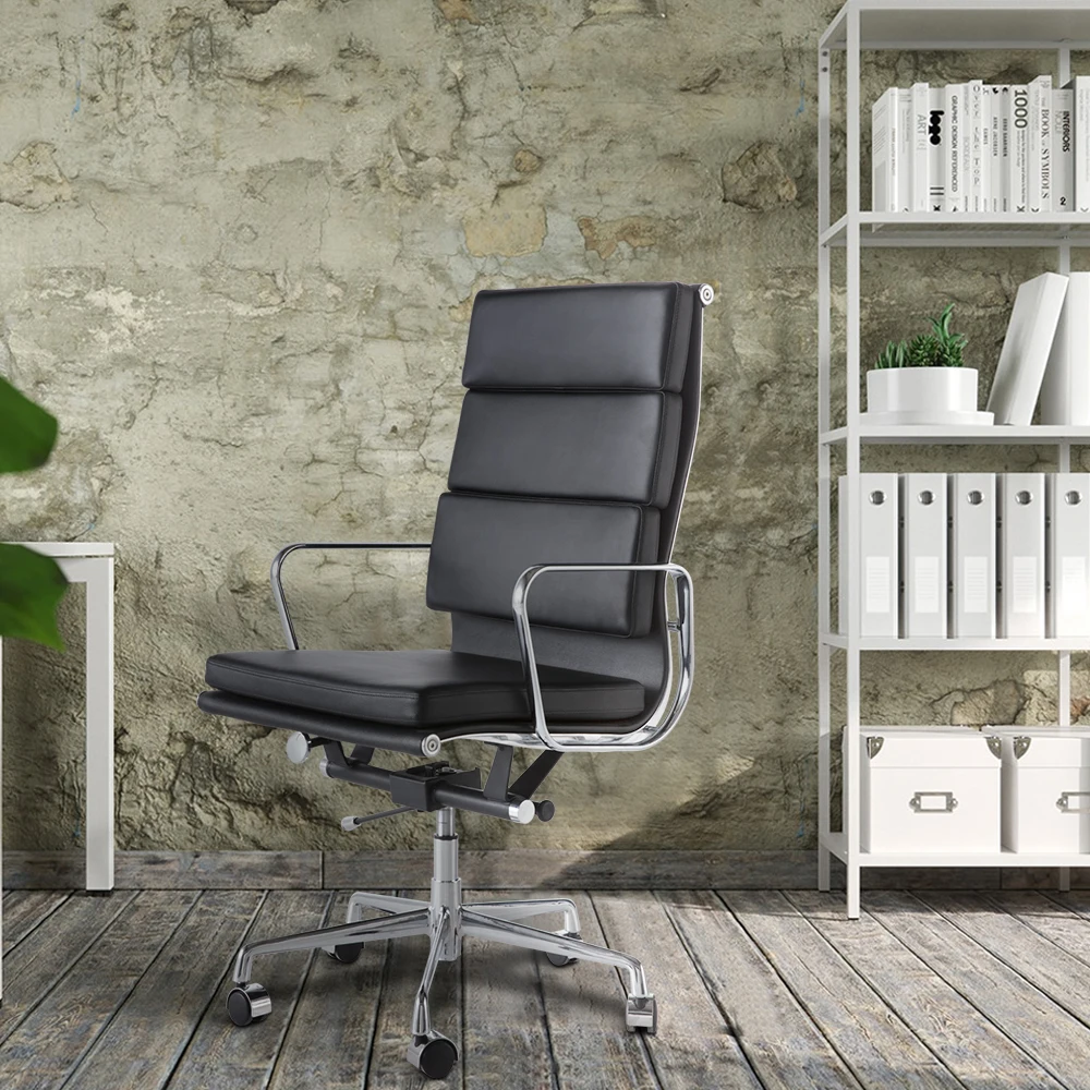 Description Picture 2 of item[Flash Sale]High/Low Back Genuine Leather Office Chair Executive Chair Alloy Base Black/White/Brown[US-W]