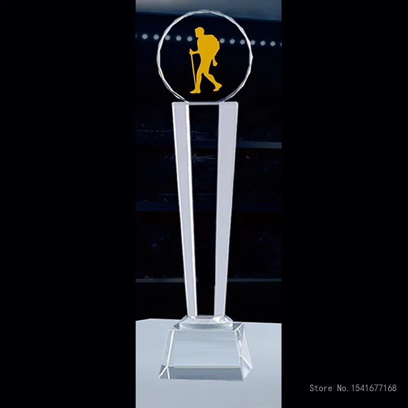 Customized Blank Crystal Trophy, Souvenir Crafts Gift, Home Decoration Creative Climbing Running Sports Commemorative Award, 1Pc