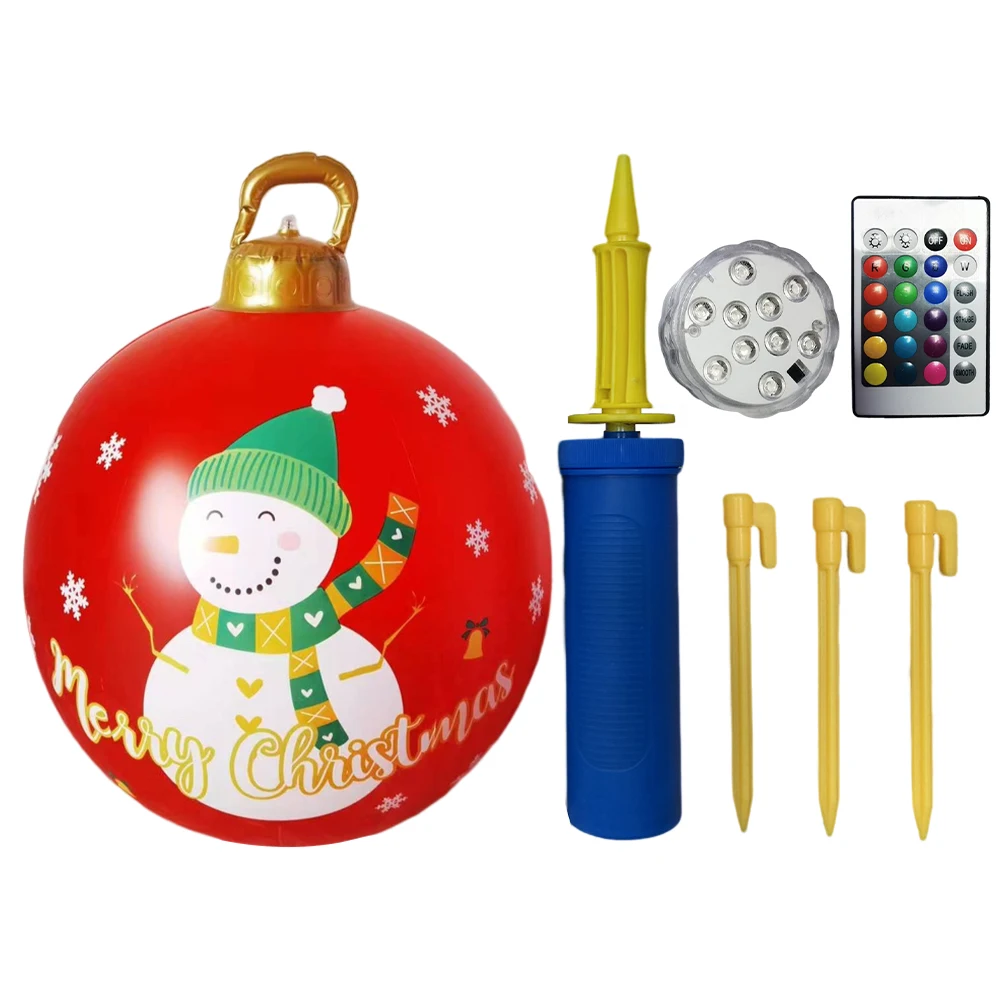 Bola de atmósfera gigante de 60 cm, adorno colgante de PVC brillante para árbol de Navidad con luz, impermeable, para decoración de hogar, jardín, fiesta de Año Nuevo