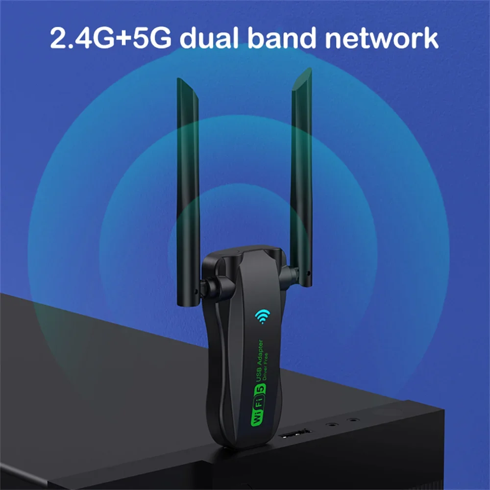 Original 4 Antennas 1300Mbps WiFi USB 3.0 Adapter 2.4G 5GHZ Dual Band WiFi Dongle Wireless Network Card 802.11AX For Win 10/11