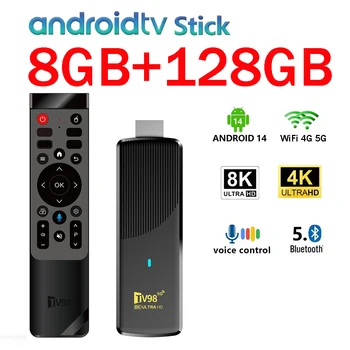 TV98 ATV X9 TV Stick 8GB 128GB Android 14.0 Allwinner H313 Quad Core Wifi 4G 5G BT5.0 Voice assistant HD 4K 8K iptv