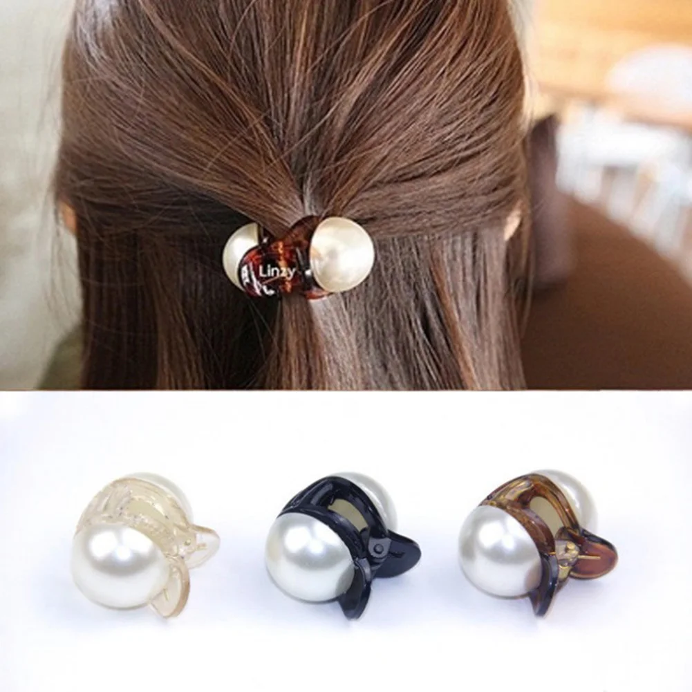 

Korean Sweet Mini Round Pearl Hairpins For Women Girls Hair Claw Barrettes Hair Crab Clips Styling Make UP Tool Hair Accessories