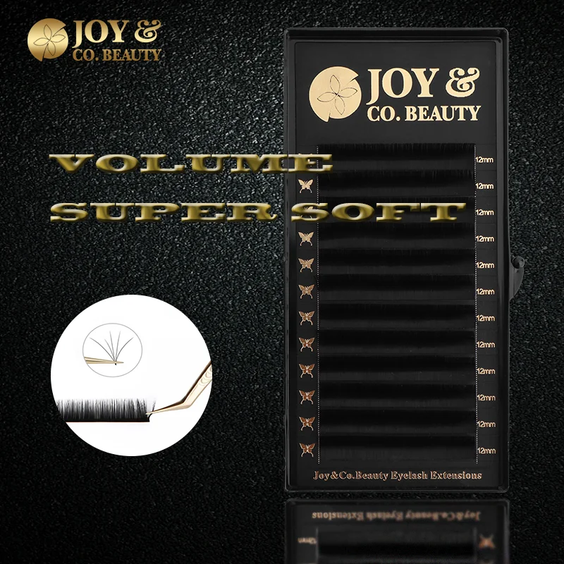

JoyCo Wholesale Private Label C CC D Curl Matte Black Classic Silk Eyelashes Individual Volume Lash Extension