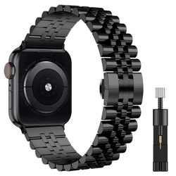 Sleek Stainless Steel Metal Watch Band Strap for Ultra 3 - 2 - 1 49mm (Black and tool)