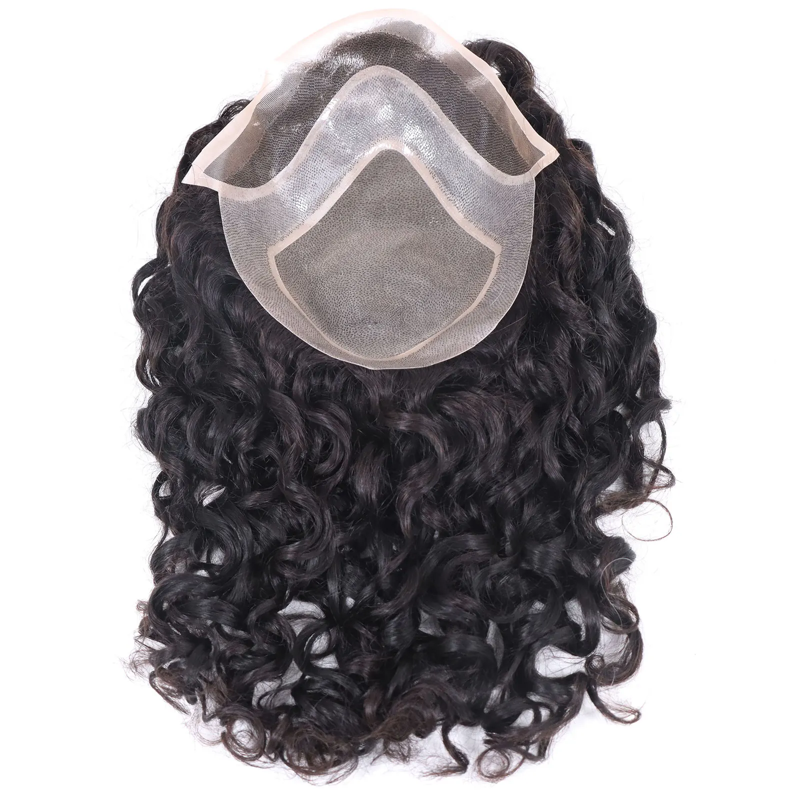 Black Long Men Toupee Human Hair Men's Wig 12" 14" 16" 18" Wave Hairpieces Mono Lace PU 8X10 Base Replacement Syetem Can Custom