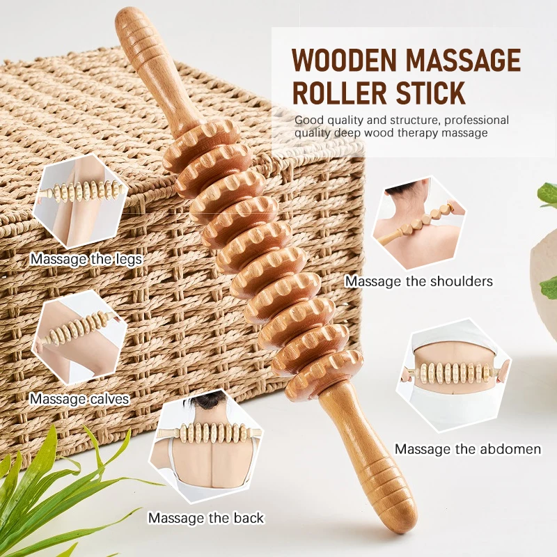Wood Therapy Massage Roller Lymphatic Drainage Massage Tool for Full Body Pain Relief