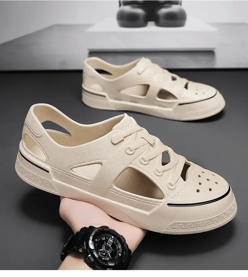 

Сандалии Baotou мужские с перфорацией, повседневные босоножки с мягкой нескользящей подошвой, дышащие, для пляжа, летняя Уличная обувь для подростков