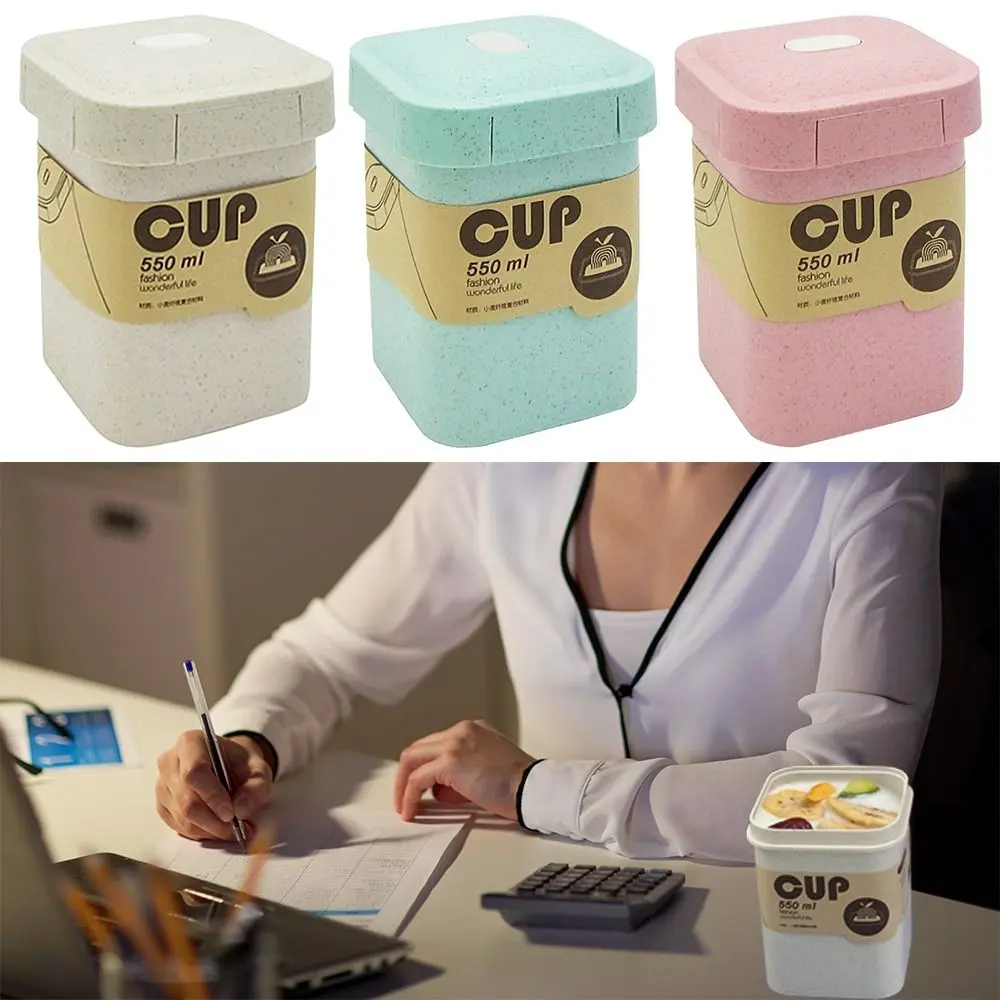 

Easy to Clean Leakproof for Students Office Workers Wheat Straw Lunch Box Bento Box for Kids Food Containers