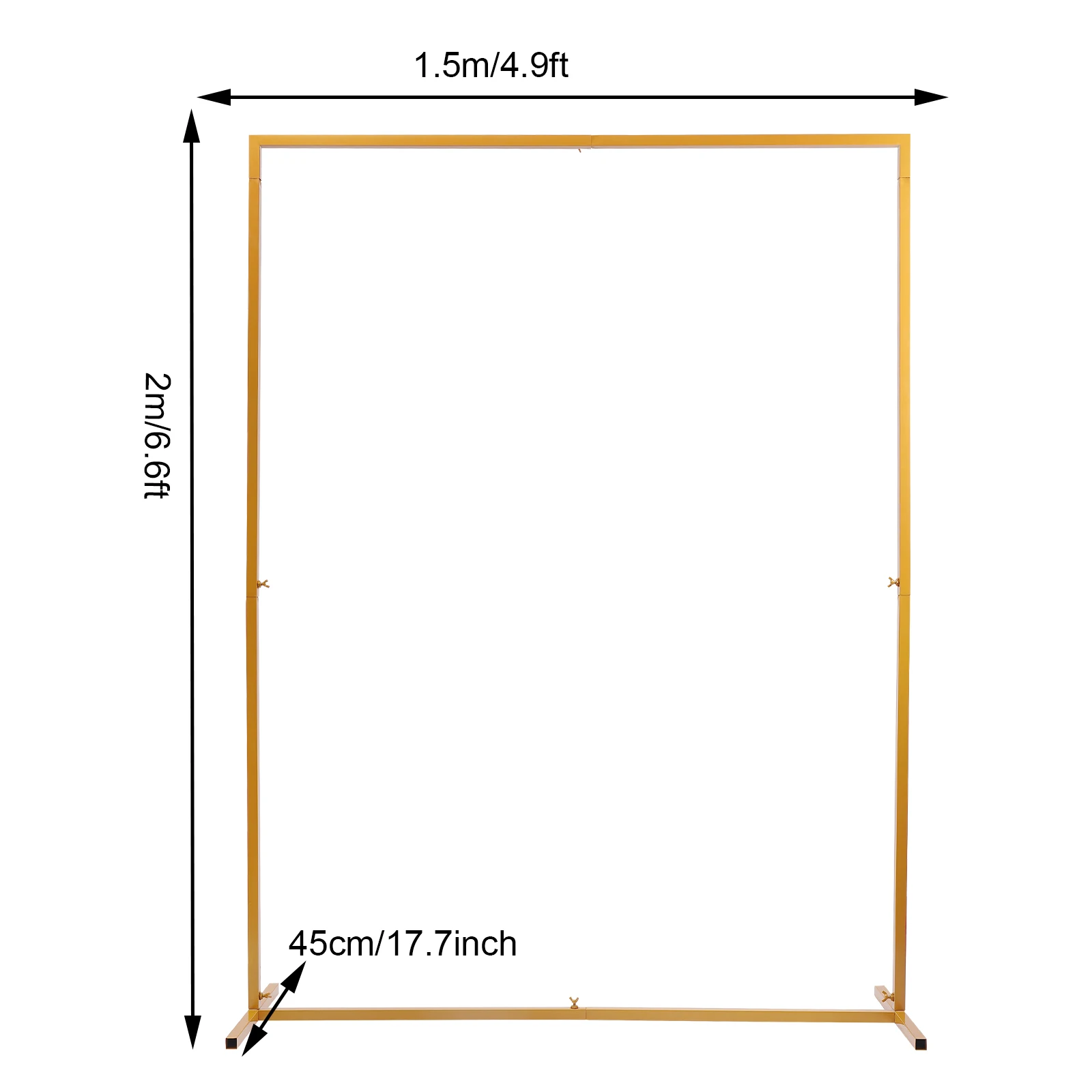 2*1.5M Wedding Arch Stand Base Metal Square Garden Backdrop Frame Flower Balloon Decor Rack Gold Birthday Party Event