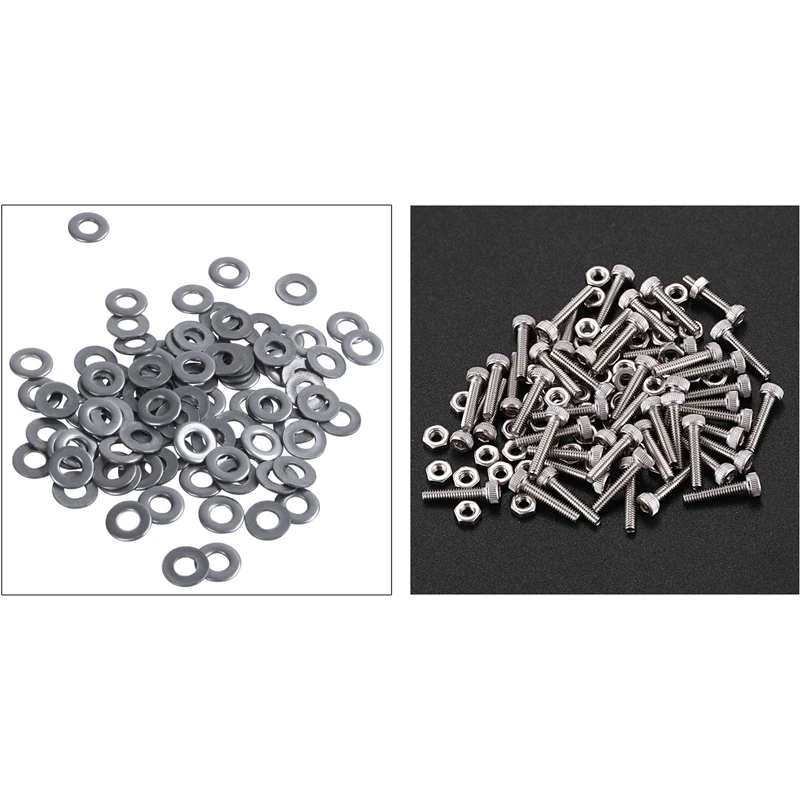 

HOT-51 Set 304 Stainless Steel Accessories: 50 Set M2x10mm Hex Socket Head Knurled Cap Screws Bolts Nut & 1 Set 100 Pcs M3 3 Mm