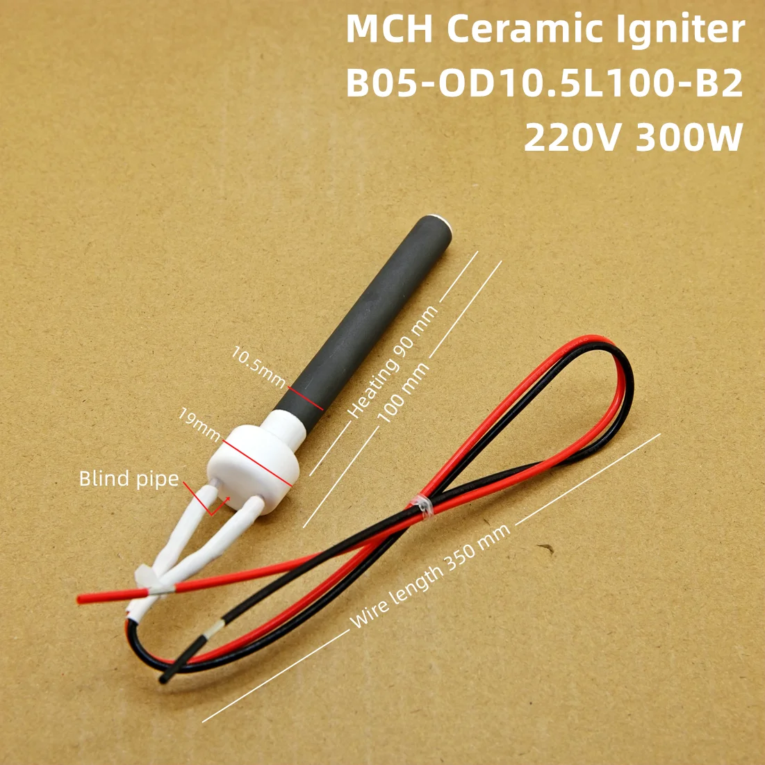 pellet igniter ceramic 220V300W Dry burning resistant ceramic electric heating tube with fast ignition and long service life