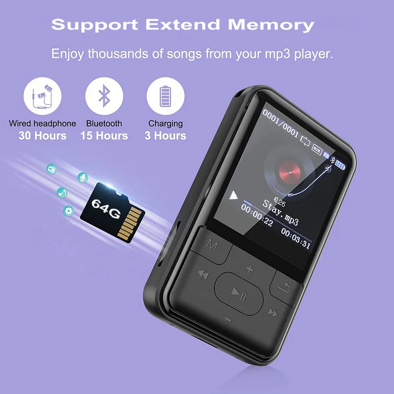 sony walkman mp3 MP3 MP4 Music Player Support 32GB 64G TF Card Slim Classic Digital LCD 1.54'' Screen Mini MP3 with FM Radio & Voice Recorder zune mp3 player