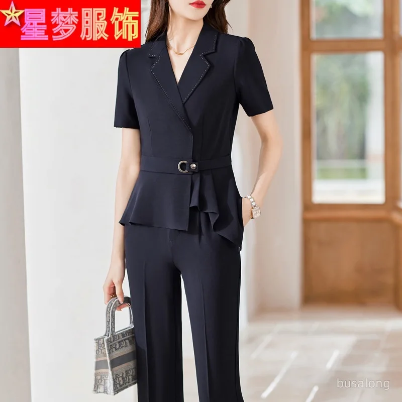 

Suit Suit Female 2023 Summer High Sense Fashion Slimming Goddess Temperament Front Desk Business Wear Jewelry Shop Workwear