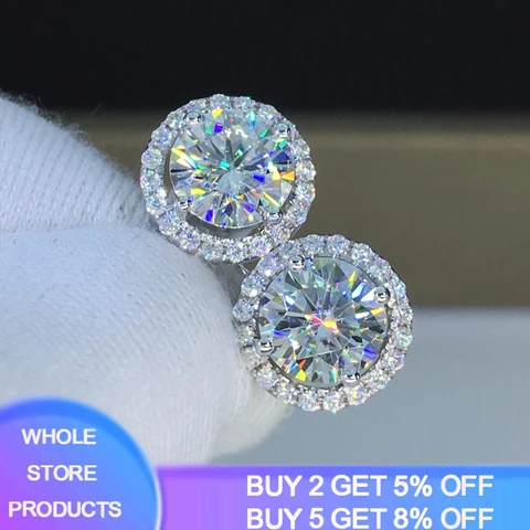 Certificate Original Tibetan Silver Diamond CZ Stud Earrings For Women Wedding Romantic Bridal Jewelry Engagement Brincos