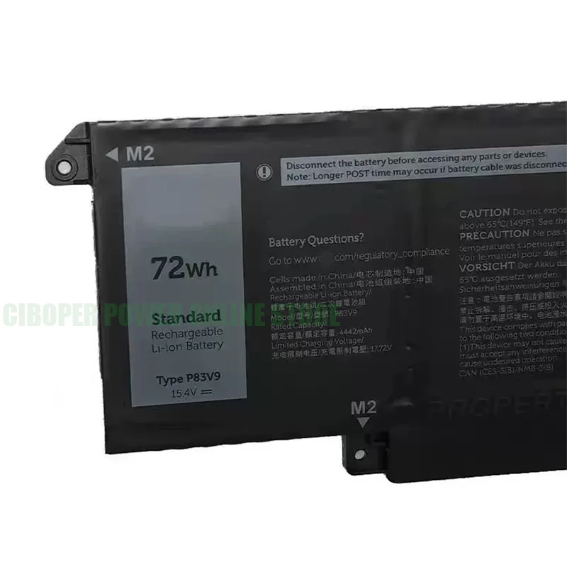 Bateria do Portátil cp para Precisão Notebook P83v9 Cdtt2 15.4v 72wh 4442mah 5470 P83v9 Cdtt2 - Imagem 4