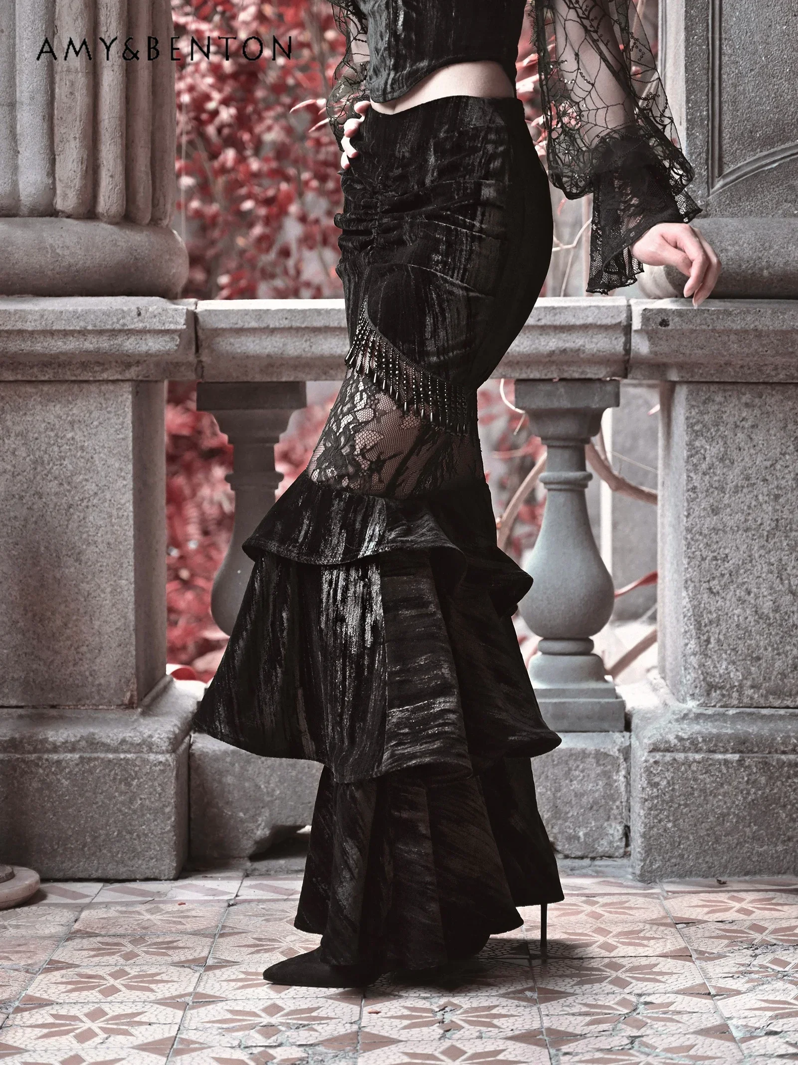 Lace Velvet Skirt Goth Blood Supply Original Gothic Velvet Sexy