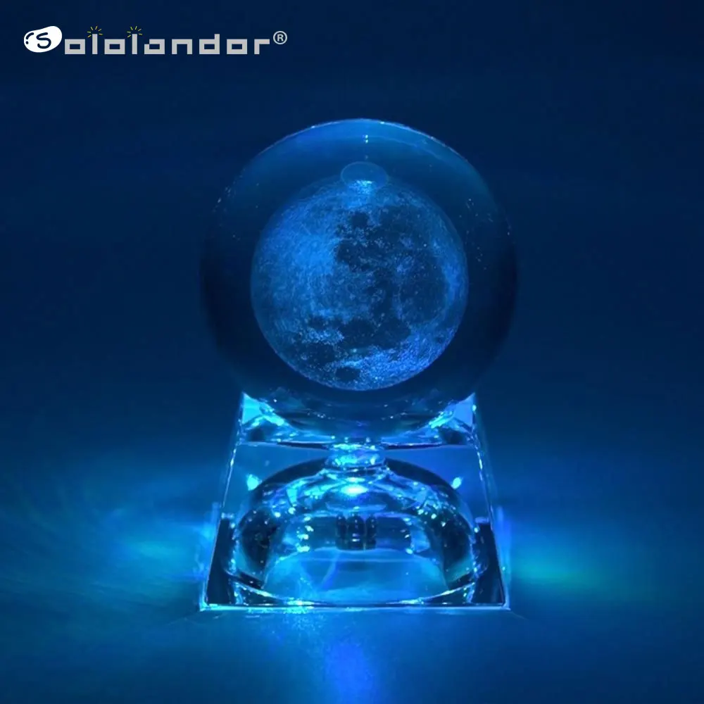 

Moon 7 Color Crystal Solar System Planet Globe 3D Laser Engraved Sun System Ball LED Light Base Astronomy Gifts Light Lamp