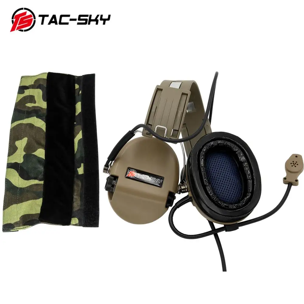 TAC-SKY Tactical Airsofte SORDIN Silicone Headphones Hunting Noise Reduction Shooting Headphones and Tactical  Adapter U94PTT DE