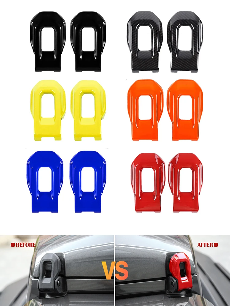 지프 랭글러 JL Gladiator JT 2018-2024 + 앞 범퍼 견인 후크 고무 커버 및 후드 잠금 캐치 래치 장식 커버 트림