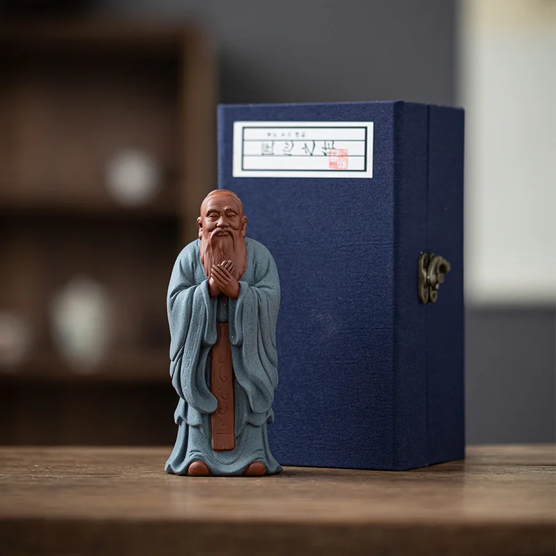 Handmade Meditating Sculpture, Purple Sand, Confucius Kongzi Characters, Home, Room, Office Decoration, Statue, Kongzi