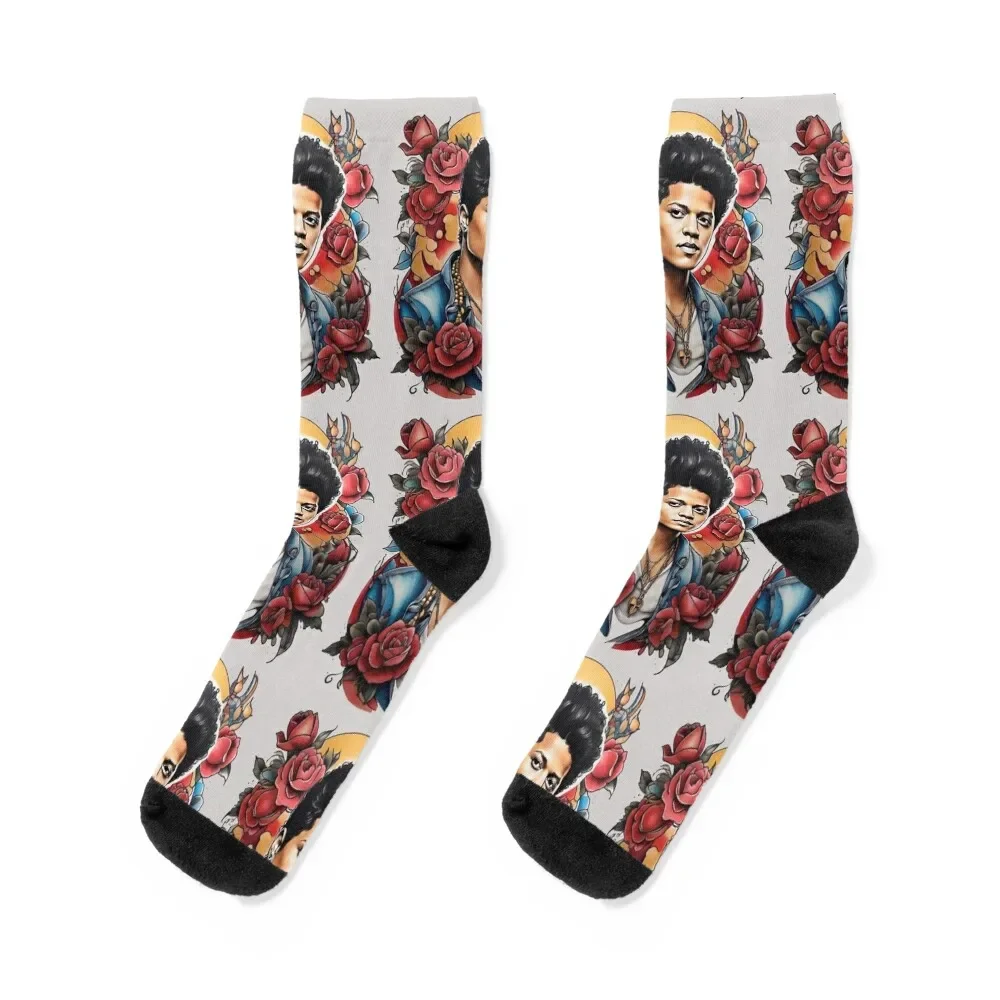 

A Bruno Mars Inspired Tattoo Socks short Non-slip sport hiking Ladies Socks Men's